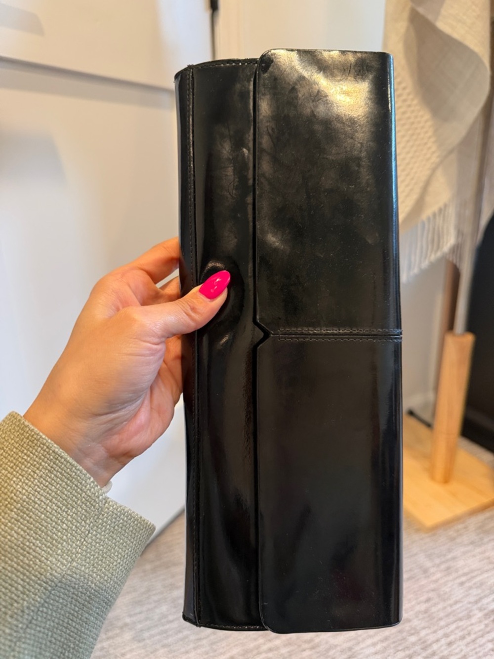 Alfani Black Patent Leather Structured Evening Clutch